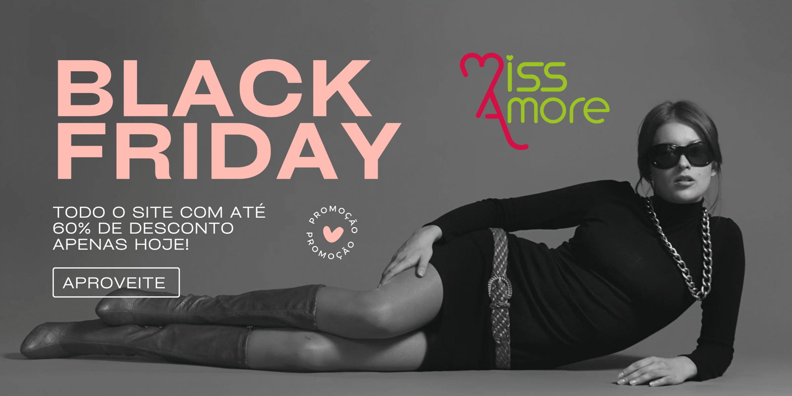 Banner Black Friday minimalista cinza e rosa